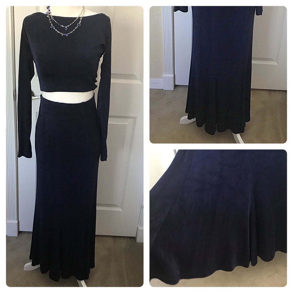 TapeMsr long sleeve crop top/flowing skirt dress